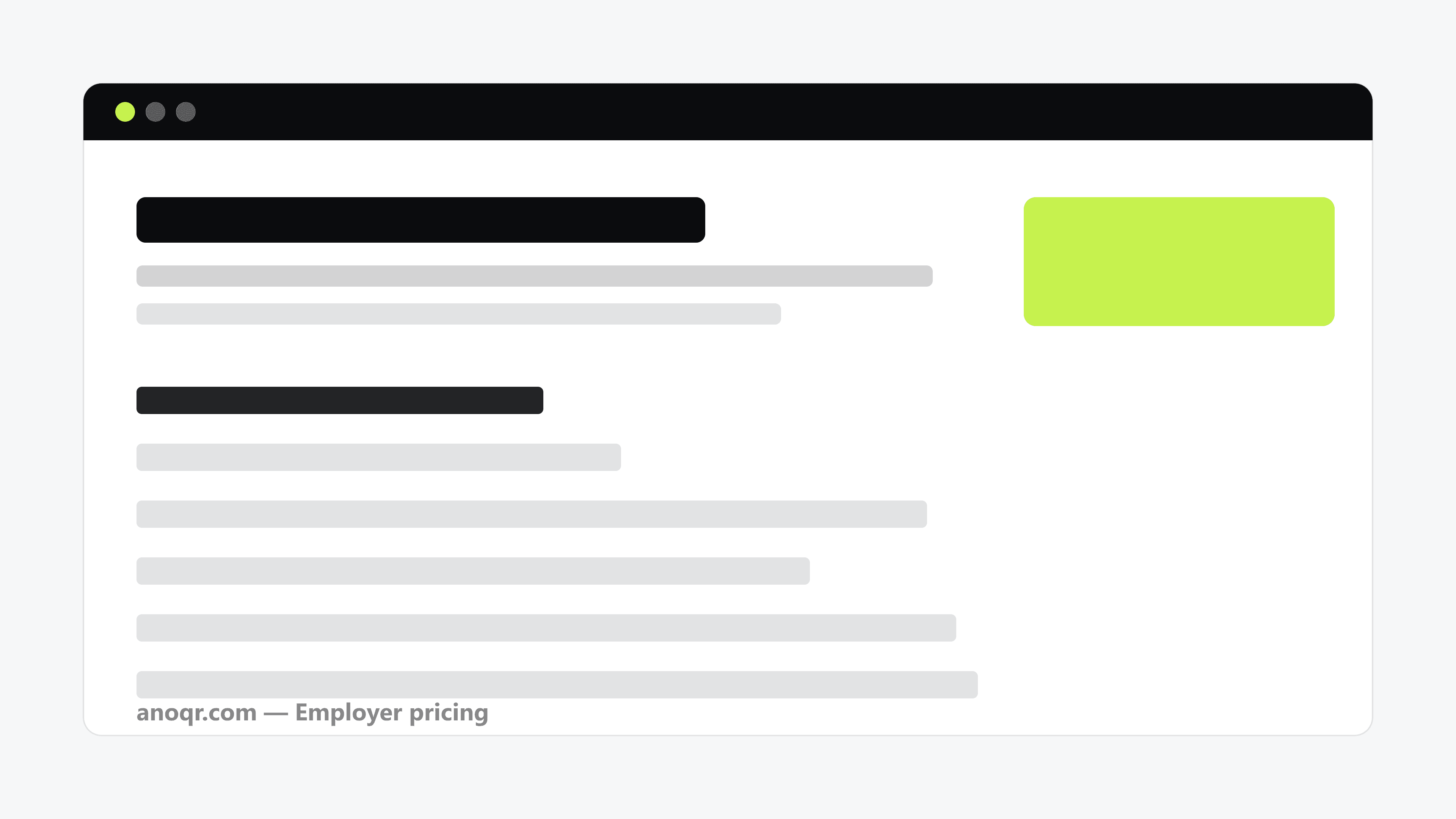 The ANOQR Jobs employer page showing the free first post and credit pricing