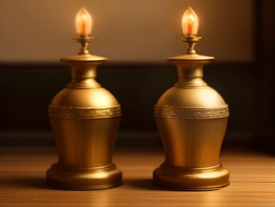 Brass nilavilakku pair, 2.5 ft — old, not new brass