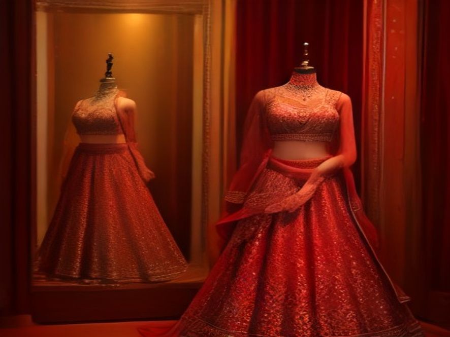 Bridal lehenga, worn once — dry cleaned, size M
