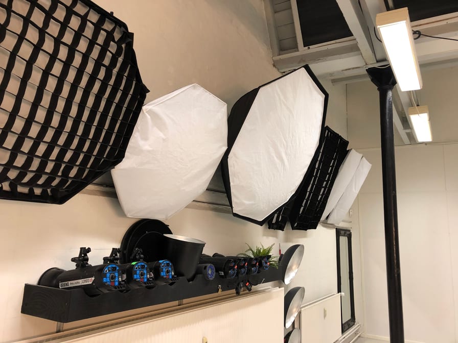 Godox studio light kit — 2 heads, stands, softboxes